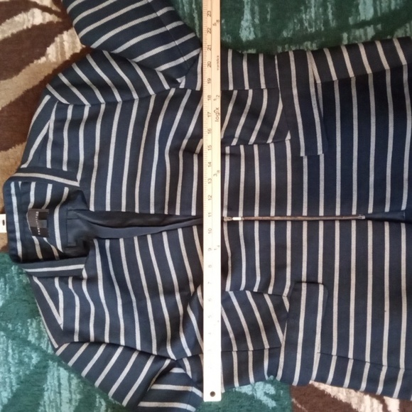 The Limited Womens Blazer Striped Short Zip Front Office Career Size XL - Picture 8 of 15